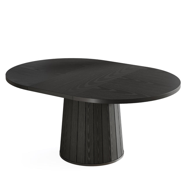 55" Dining Table, Oval Kitchen Dinner Table with Cylindrical Pedestal