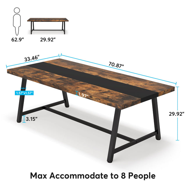 Dining Table for 8 People, 70.87" Rectangular Wood Kitchen Table