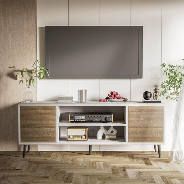 Pozbee TV Console Table entertainment media unit 55 65 inch tv midcentury modern stand oJackArt furniture store