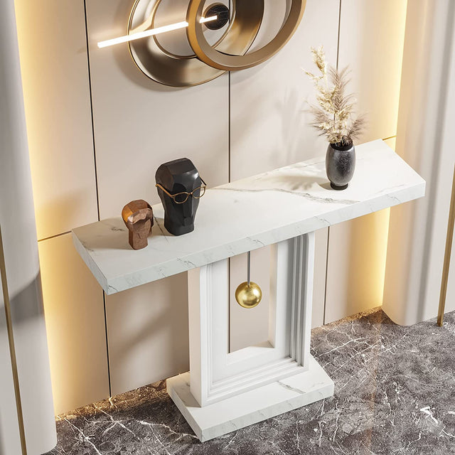 39.4 inch Console Table marble top closeup