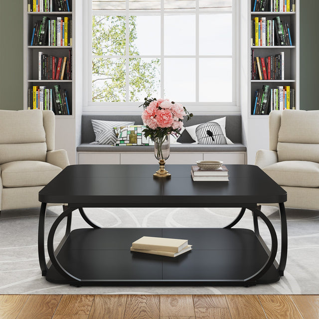 39 inch square coffee table black variant angle view