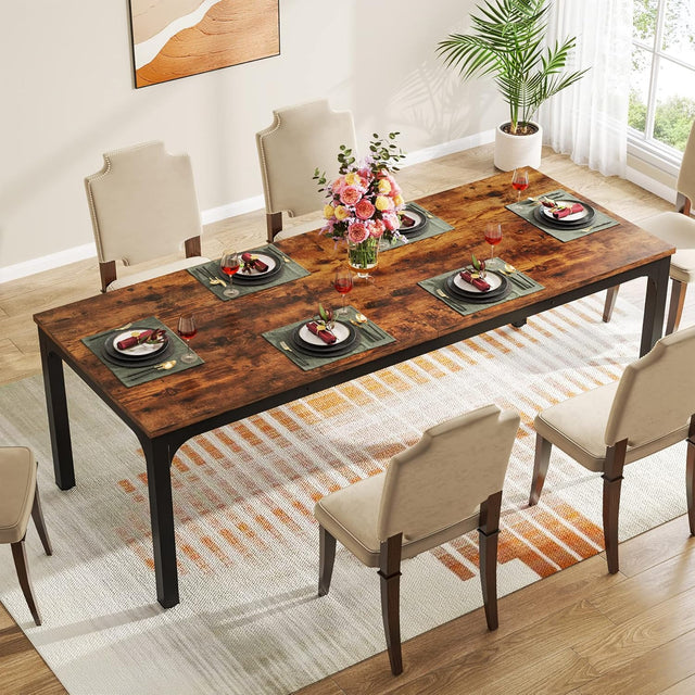 78.7" Rectangular Dining Table for 6–8 People, Long Kitchen Table
