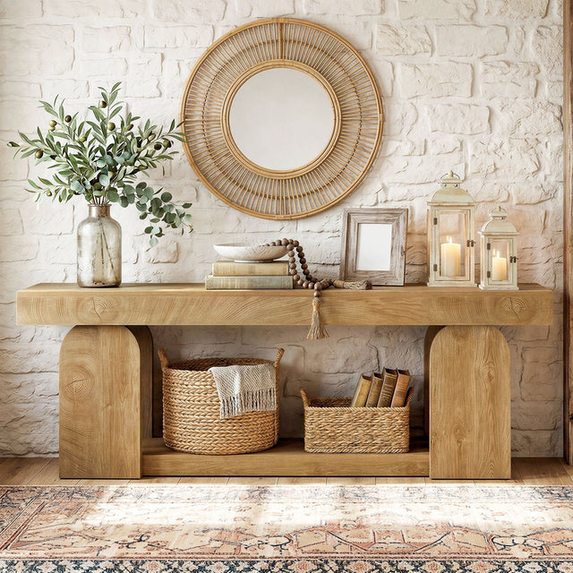63 inch Farmhouse Console Table living room styling