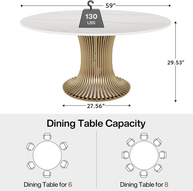 59" Round Stone Dining Table