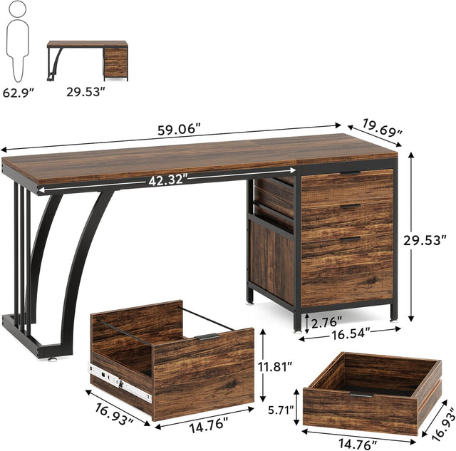 59 inch desk size dimensions overview
