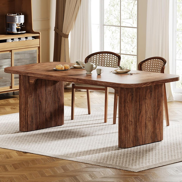62" Rectangular Dining Table for 4-6, Simple Kitchen Dinner Table