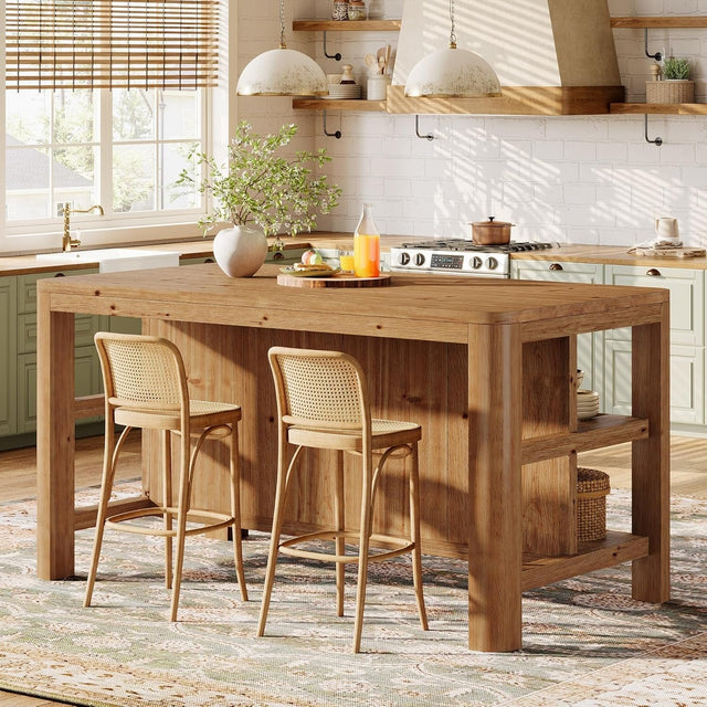 Solid Wood Kitchen Island shelf storage