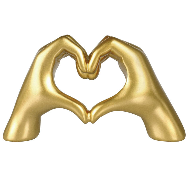 Gold Heart Gesture Statue, Heart Hands Figurine