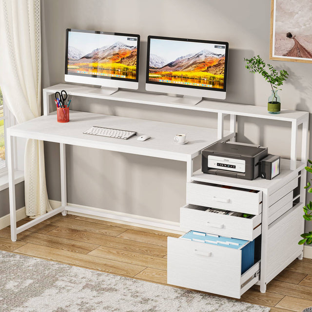 63 inch ergonomic desk White color variant