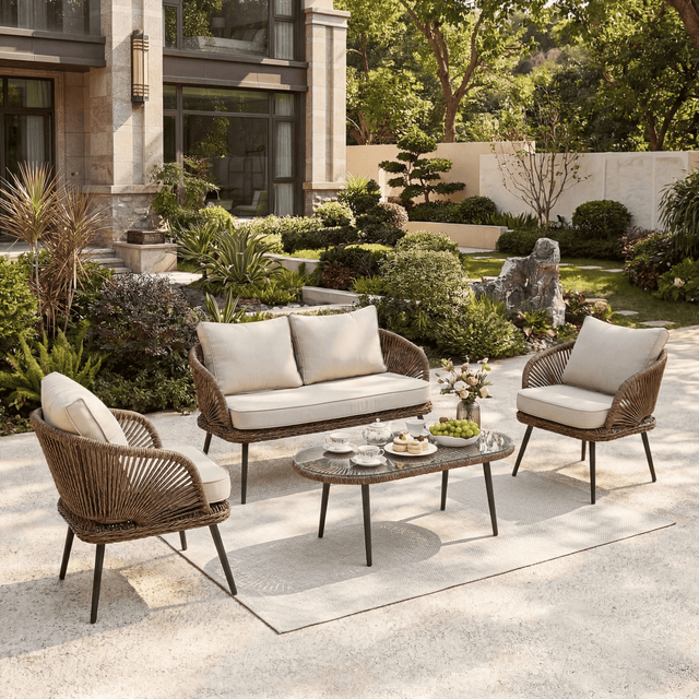 4-Piece Rattan Patio Set