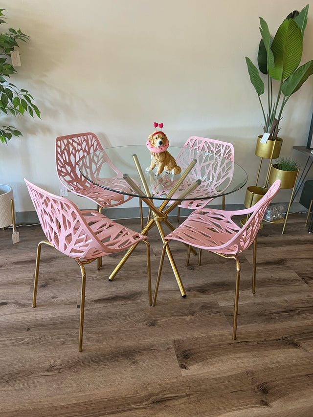 Spiral Glass Dining Table 40"