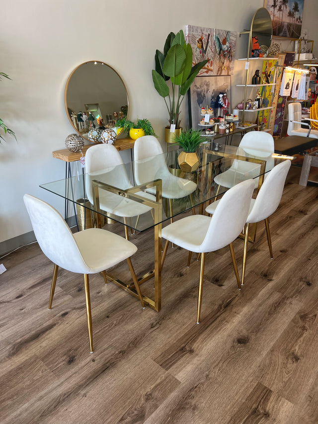 Large Glass Rectangle Dining Set for 6-8 People
