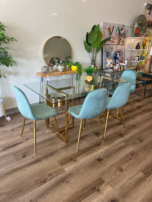 Large Glass Rectangle Dining Set for 6-8 People