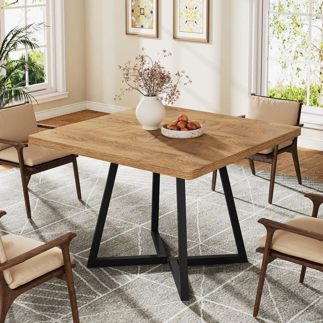 Square Dining Table, 31.5" Small Kitchen Dinner Table with Metal Base for 2-4