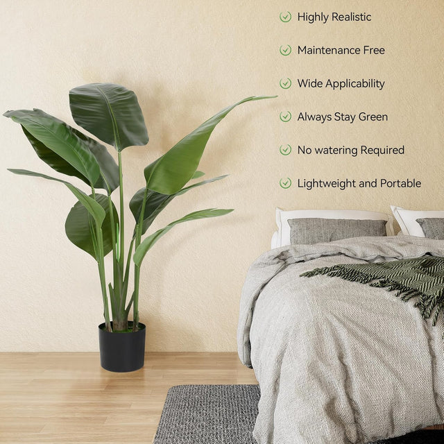 artificial bird of paradise, fake bird of paradise indoor, fake banana tree, tall faux strelitzia plant, 6ft artificial bird of paradise with planter, lifelike tropical decor, faux potted bird of paradise, artificial plants for bedroom, office fake plants, no maintenance strelitzia, tropical home decor, boho faux greenery, exotic indoor plant