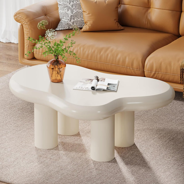 Cloud-Shaped Coffee Table White 39 inch
