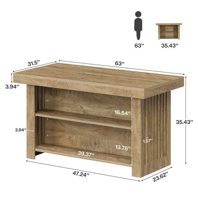 63 inch Farmhouse Island Table lifestyle