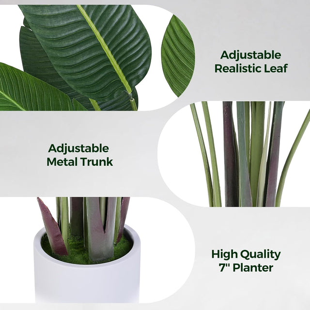 artificial bird of paradise, fake bird of paradise indoor, fake banana tree, tall faux strelitzia plant, 6ft artificial bird of paradise with planter, lifelike tropical decor, faux potted bird of paradise, artificial plants for bedroom, office fake plants, no maintenance strelitzia, tropical home decor, boho faux greenery, exotic indoor plant
