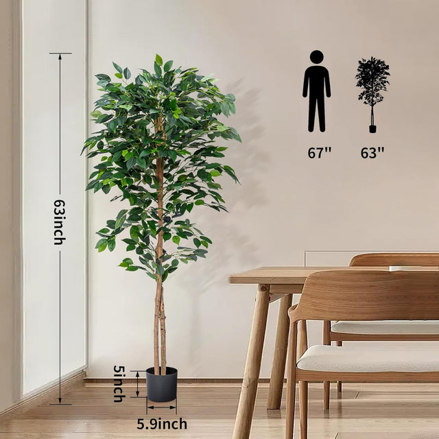 artificial ficus tree, fake ficus tree indoor, tall faux ficus plant, 6ft artificial fig tree with planter, lifelike ficus decor, faux potted tree for home, artificial plants for bedroom, office fake plants, no maintenance ficus, tropical home decor, boho faux greenery