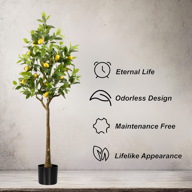 artificial lemon tree, fake lemon tree indoor, tall faux citrus plant, 6ft artificial lemon tree with planter, lifelike lemon decor, faux potted lemon tree, artificial fruit tree for home, kitchen fake plants, office citrus decor, no maintenance lemon tree, Mediterranean home decor, farmhouse faux greenery