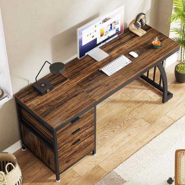 Industrial desk reversible drawer left or right setup