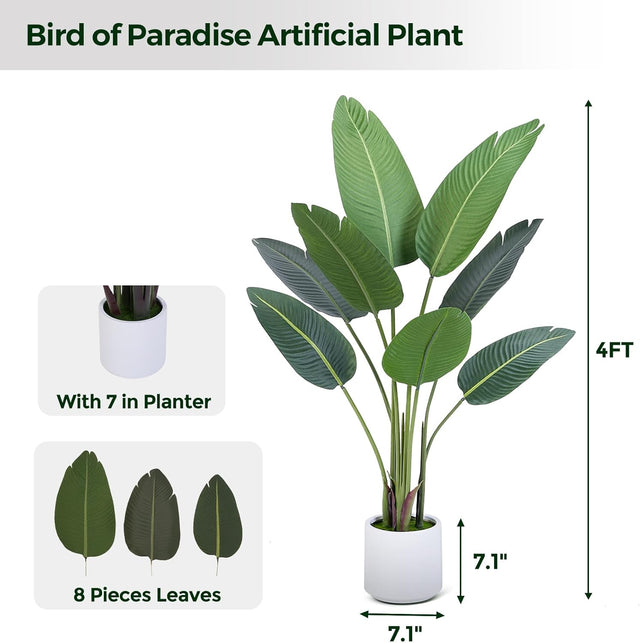 artificial bird of paradise, fake bird of paradise indoor, fake banana tree, tall faux strelitzia plant, 6ft artificial bird of paradise with planter, lifelike tropical decor, faux potted bird of paradise, artificial plants for bedroom, office fake plants, no maintenance strelitzia, tropical home decor, boho faux greenery, exotic indoor plant