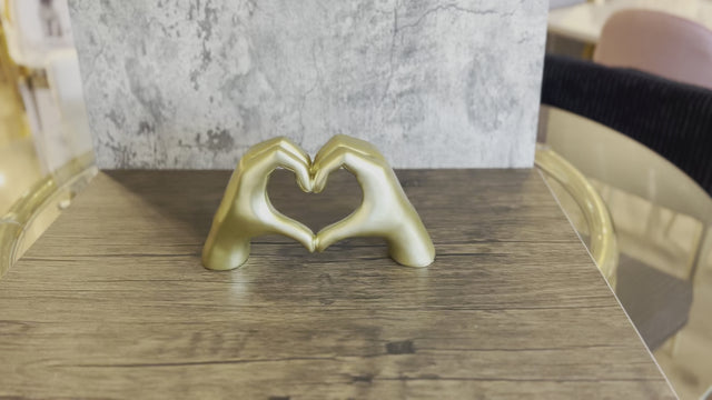 Heart hand sculpture home decor love symbol taylor fans friendship bracelet holder gold accent human hand size table  bookshelf decoration heart gesture figurine statue