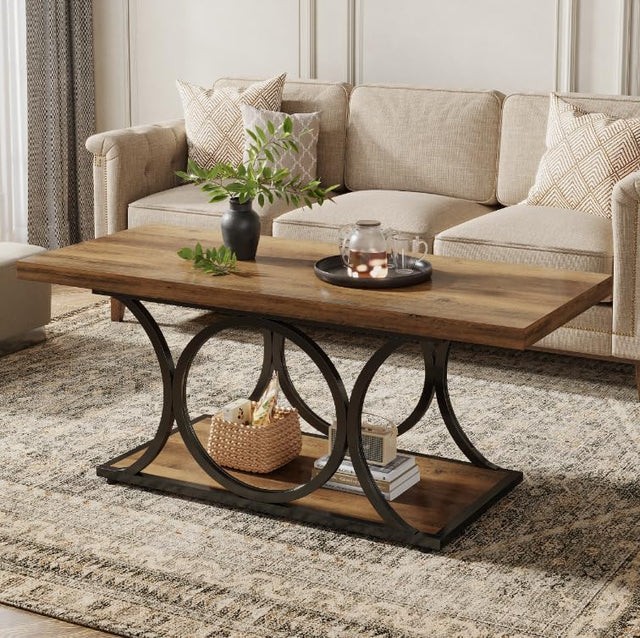 47 inch rectangle coffee table brown and black variant