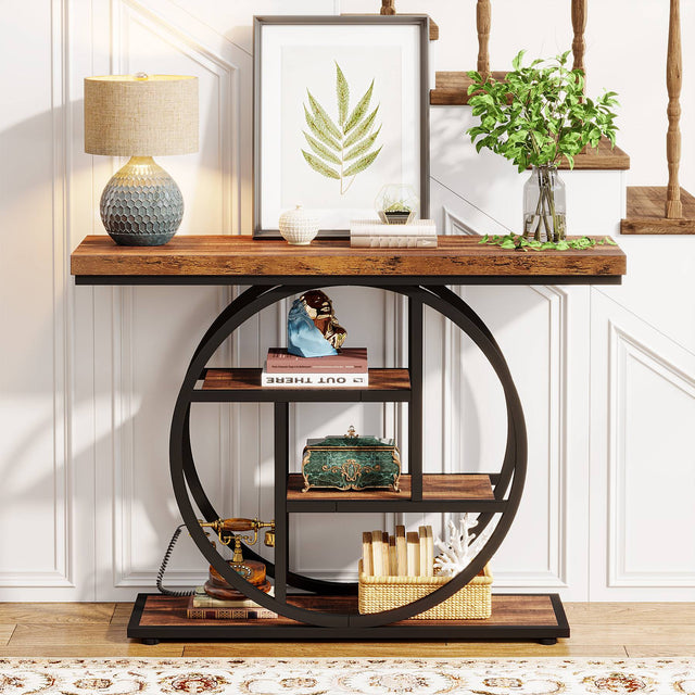 41.3 inch Industrial 4-Tier Console Table shelf storage