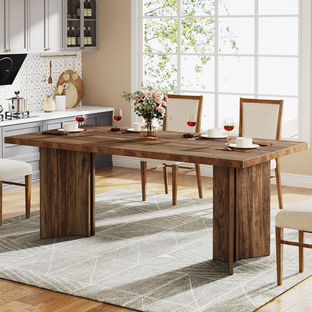 63" Rectangular Dining Table, Farmhouse Kitchen Dinner Table for 4-6 People