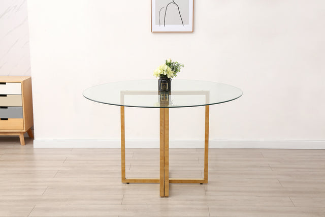 Round Glass Dining Table 47"
