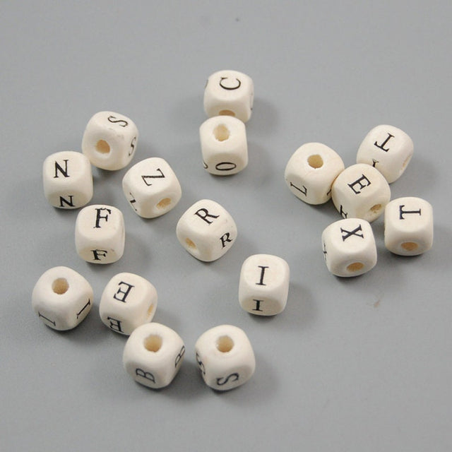 Letter Wood Beads