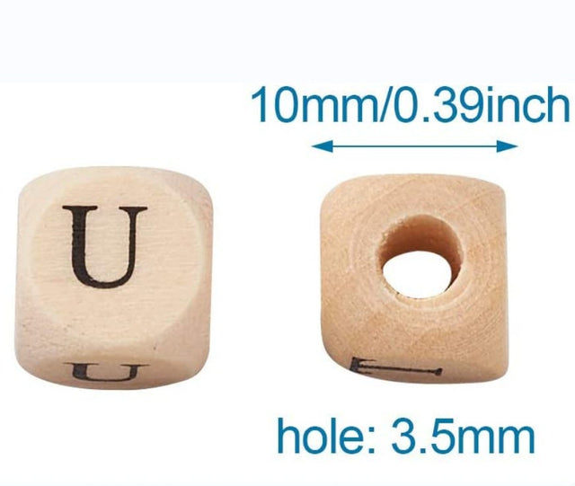 Letter Wood Beads