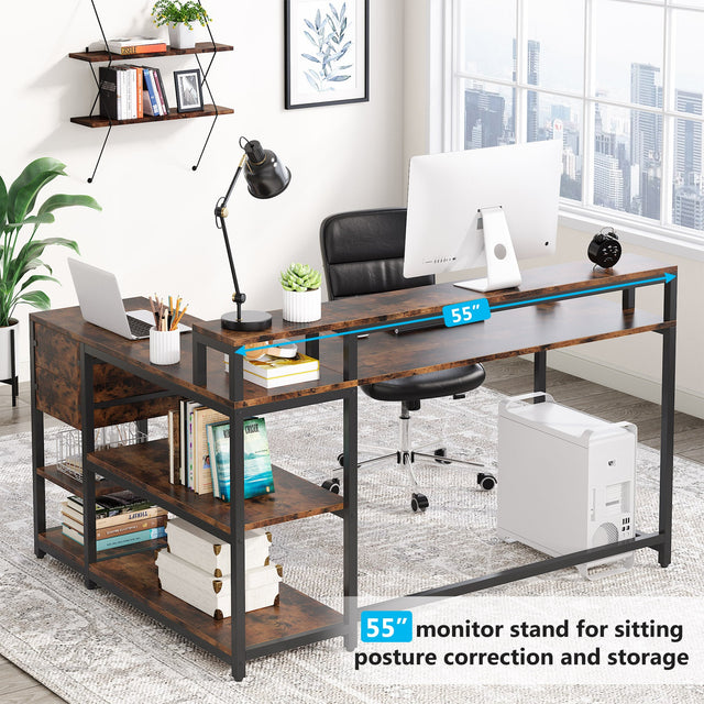L-shaped desk metal frame powder coated finish