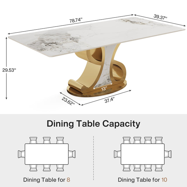 White Gold Sintered Stone Dining Table