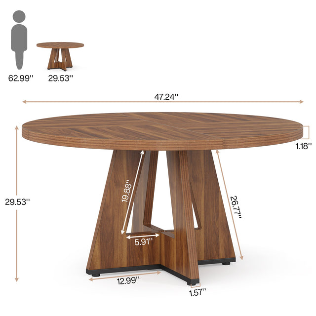 47" Round Dining Table for 4-6, Farmhouse Kitchen Table Table for Dining Room