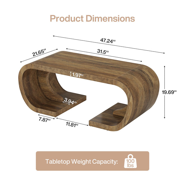 47 inch C-Shaped Coffee Table dimensions