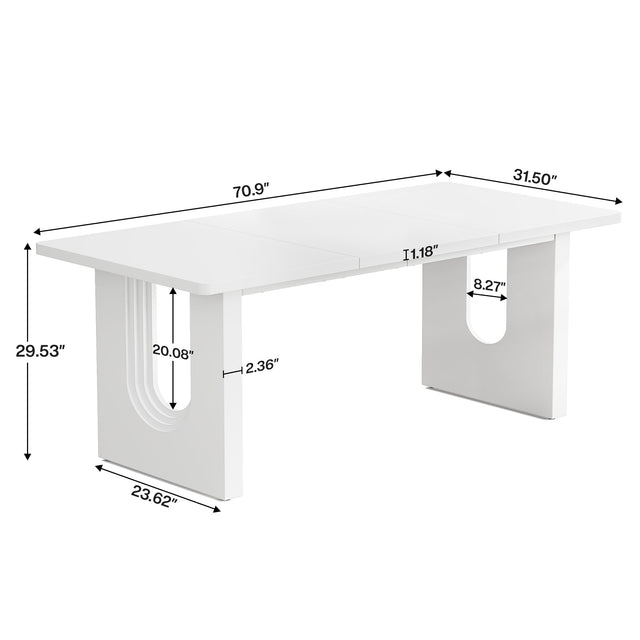 71" Dining Table for 6 to 8 People, Modern Wood Kitchen Dinner Table