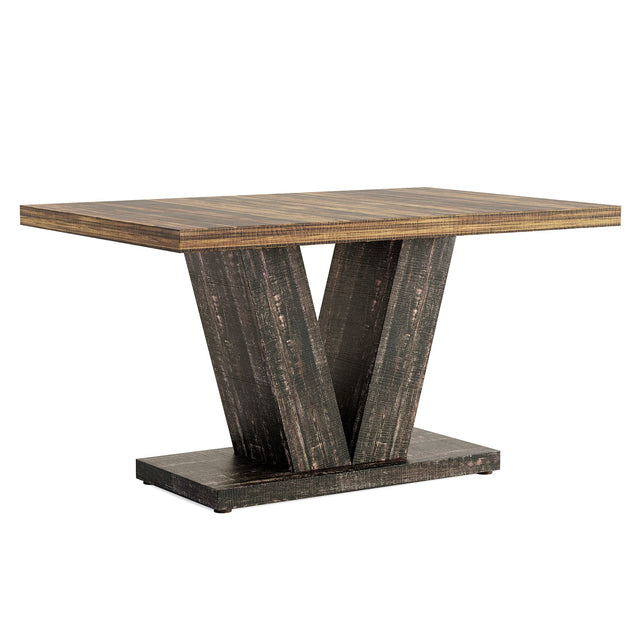 47" Farmhouse Dining Table, Kitchen Dinner Table with Duty Pedestal for 4 People