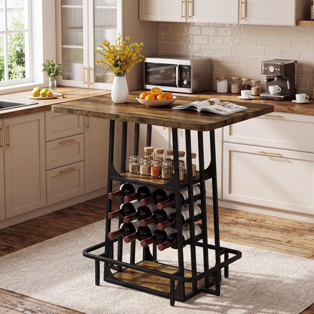Kitchen Island 3 Shelves 39.4 inch Large Worktop Glass Holder