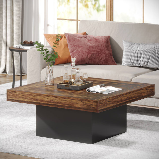 Square LED coffee table lifestyle shot living room