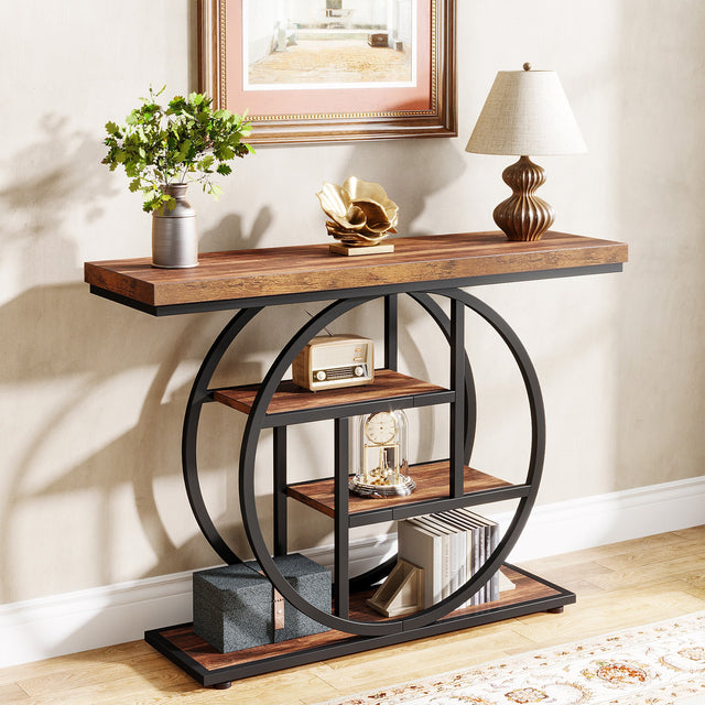 41.3 inch 4-Tier Console Table circle base industrial