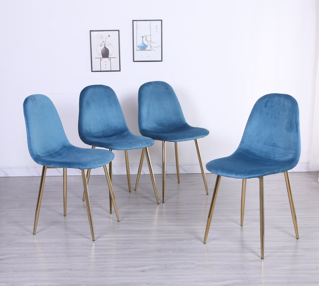 Pozbee Blue Dining Chairs Set of 4, Modern Gold Chairs