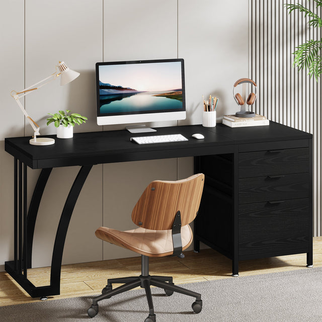 Industrial 59 inch Desk Black color variant