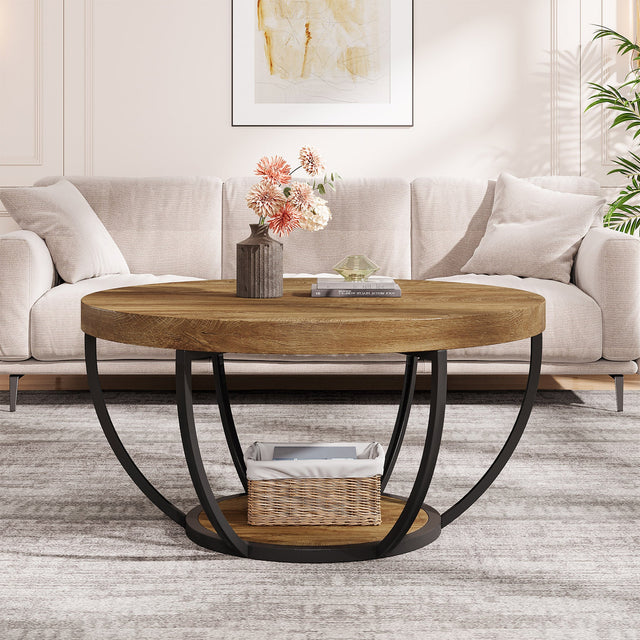 Round coffee table walnut variant