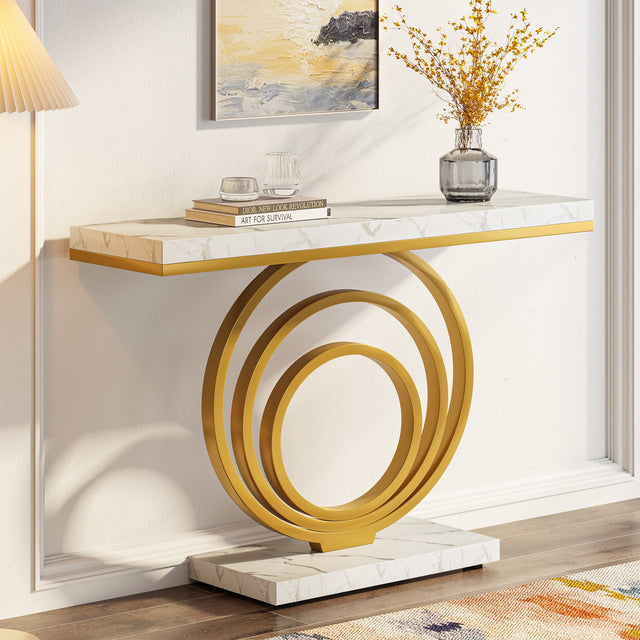 41 inch Console Table modern ring base faux marble