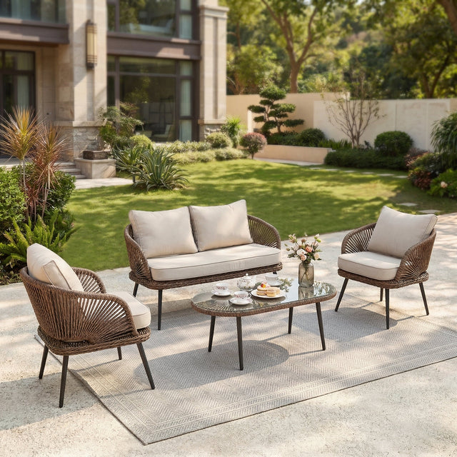 4-Piece Rattan Patio Set