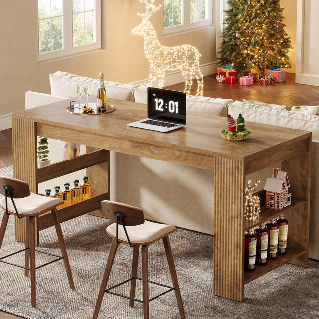 63 inch Kitchen Island double-sided storage