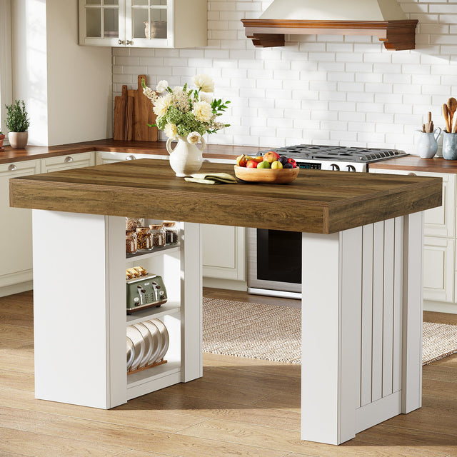55 inch Farmhouse Kitchen Island shelf detail