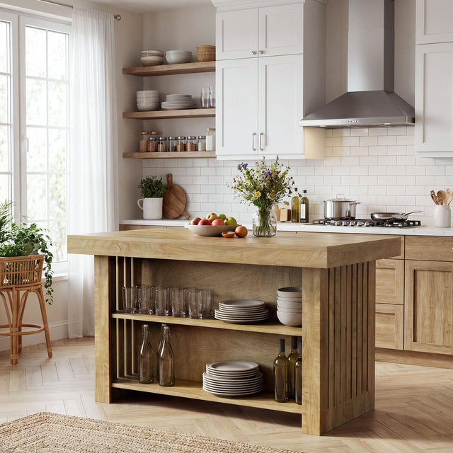 63 inch Farmhouse Island Table shelf detail